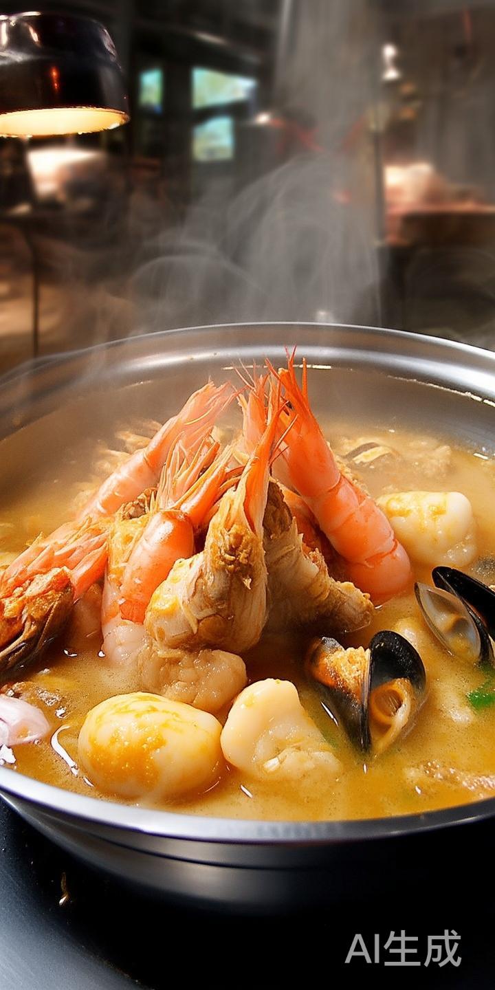 以“澳门风味海鲜锅”为例，这是新锦海的招牌菜之一，